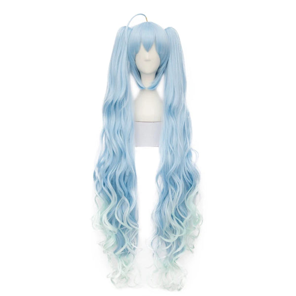 VOCALOID SEASON women Magical Snow MIKU cosplay wig long gradient blue hair with ponytails + wig cap